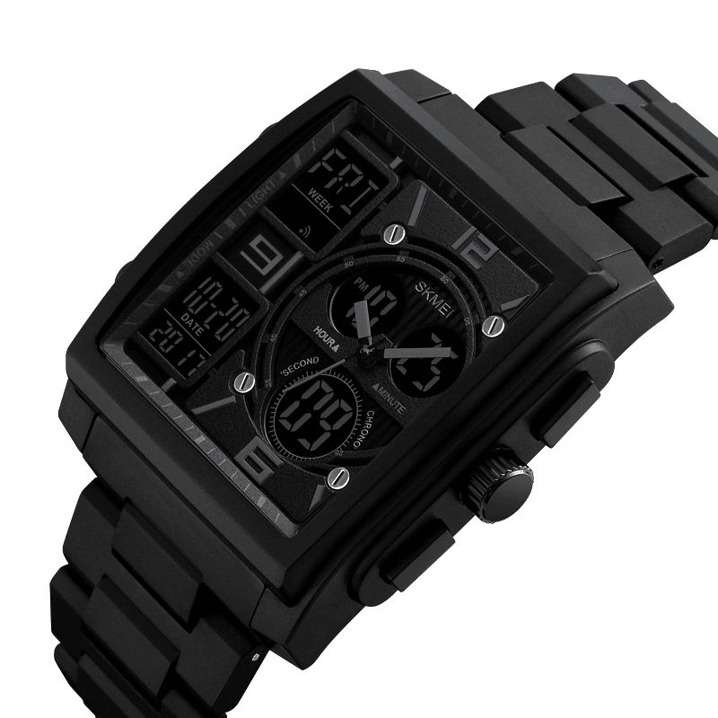 Skmei 1274 Outdoor Sport Digital Watch Pu Band 5Atm Vandtæt Chronograph Herrearmbåndsur