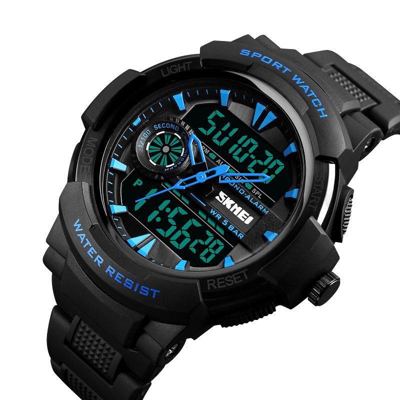 Skmei 1320 Dual Display Digital Watch Herre Chronograph Alarm Watch Mode Vandtæt Sport Watch