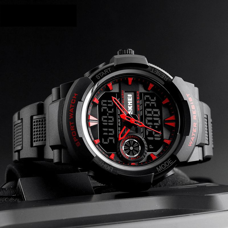 Skmei 1320 Dual Display Digital Watch Herre Chronograph Alarm Watch Mode Vandtæt Sport Watch