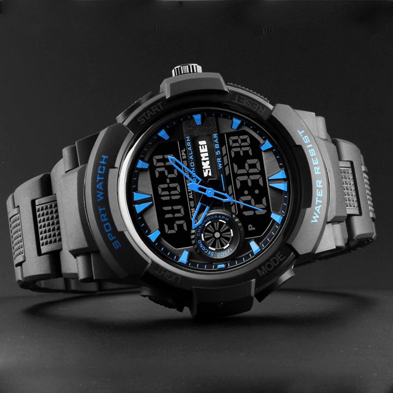 Skmei 1320 Dual Display Digital Watch Herre Chronograph Alarm Watch Mode Vandtæt Sport Watch