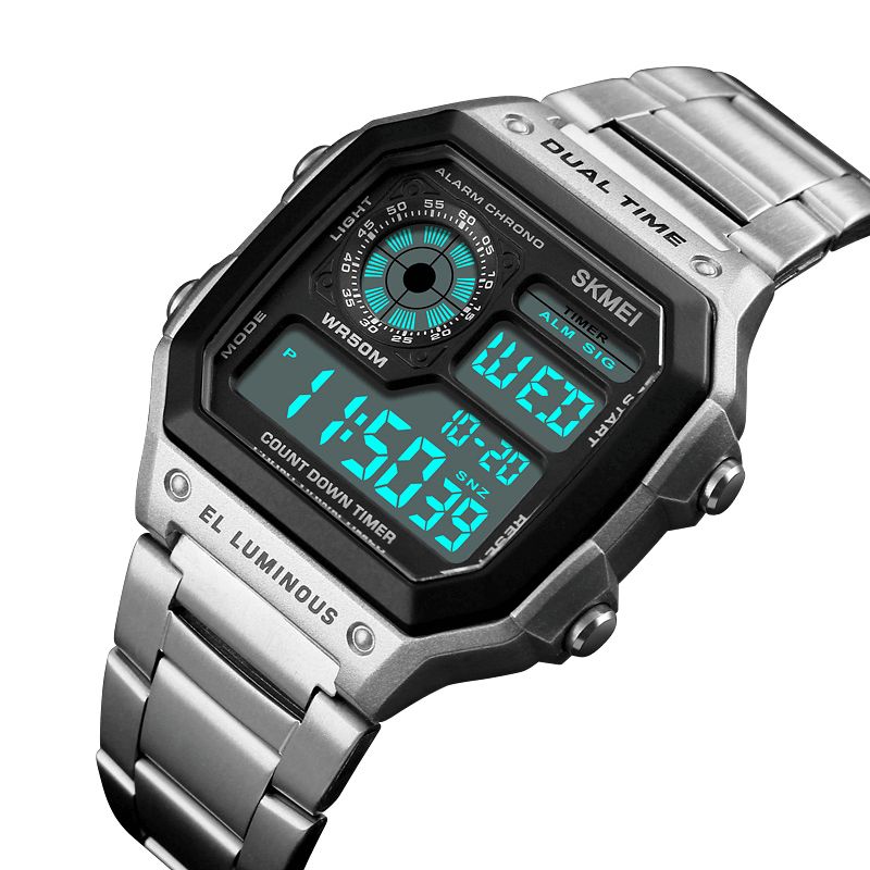 Skmei 1335 Digital Watch Herre Chronograph Alarm Watch Mode Style Rustfrit Stål Sport Watch