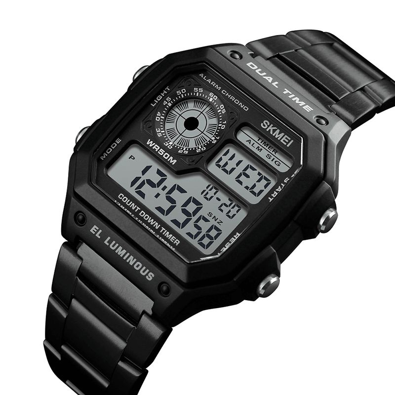 Skmei 1335 Digital Watch Herre Chronograph Alarm Watch Mode Style Rustfrit Stål Sport Watch