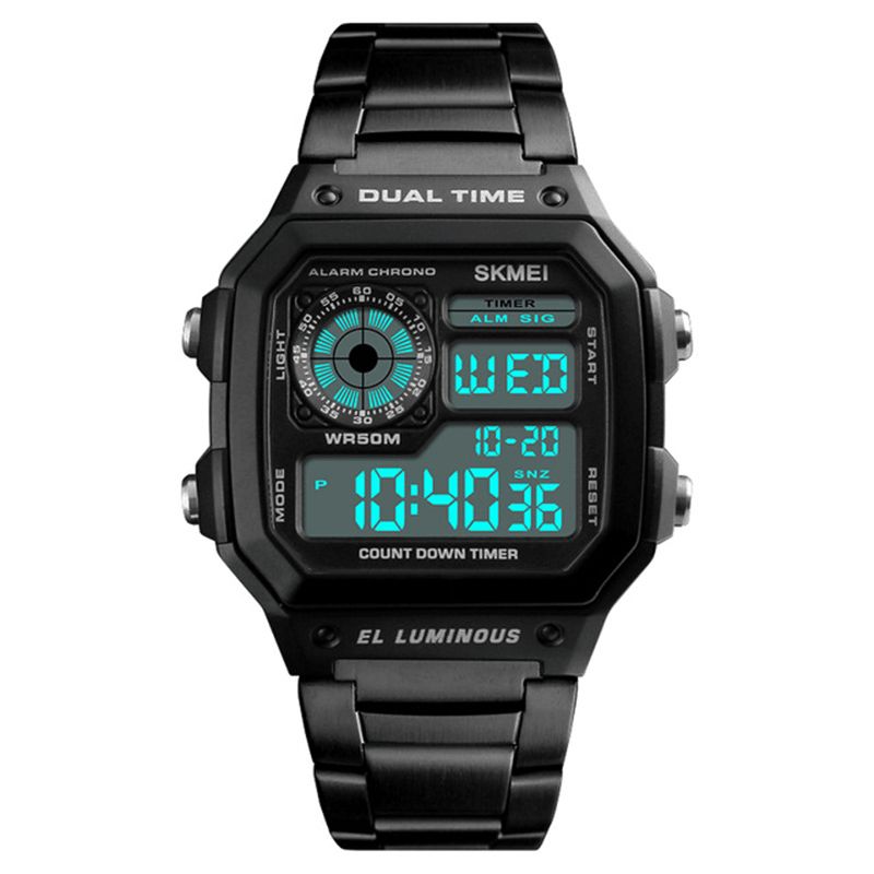 Skmei 1335 Digital Watch Herre Chronograph Alarm Watch Mode Style Rustfrit Stål Sport Watch