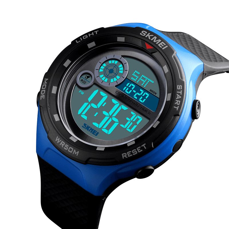 Skmei 1465 50M Vandtæt Countdown Outdoor El Light Sports Herre Digital Watch