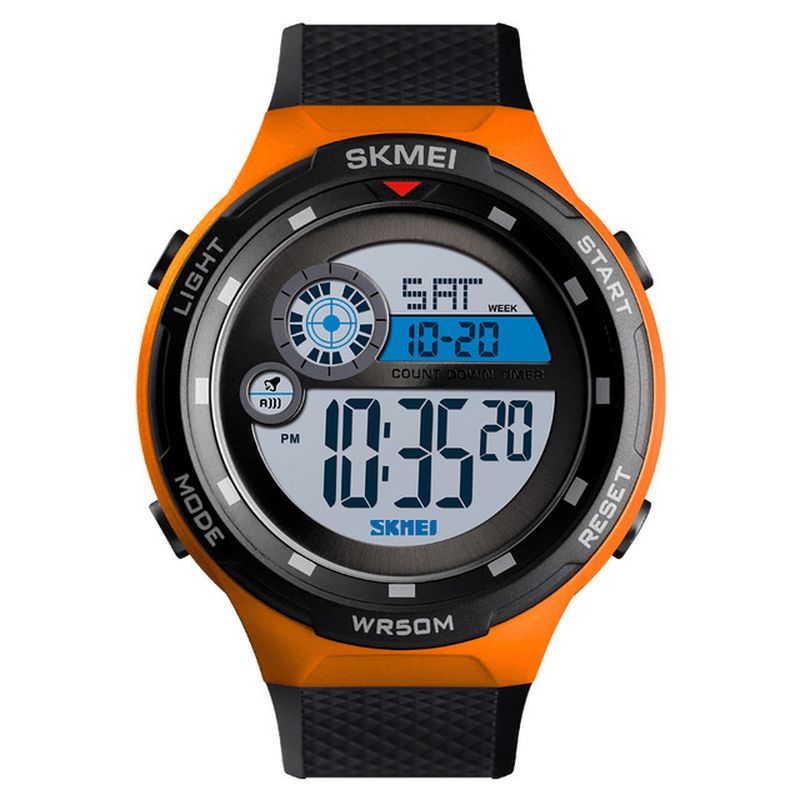 Skmei 1465 50M Vandtæt Countdown Outdoor El Light Sports Herre Digital Watch