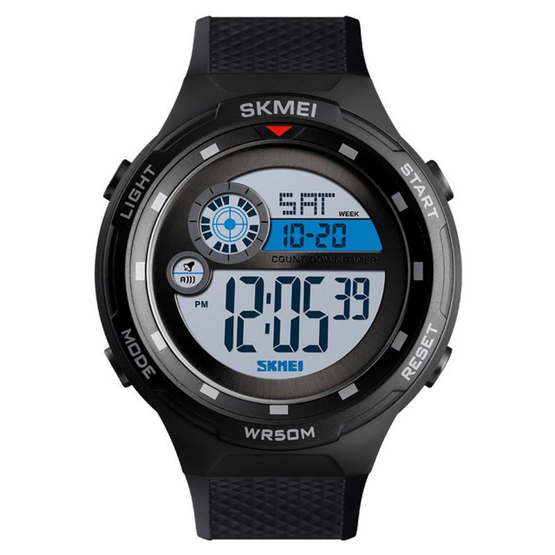 Skmei 1465 50M Vandtæt Countdown Outdoor El Light Sports Herre Digital Watch