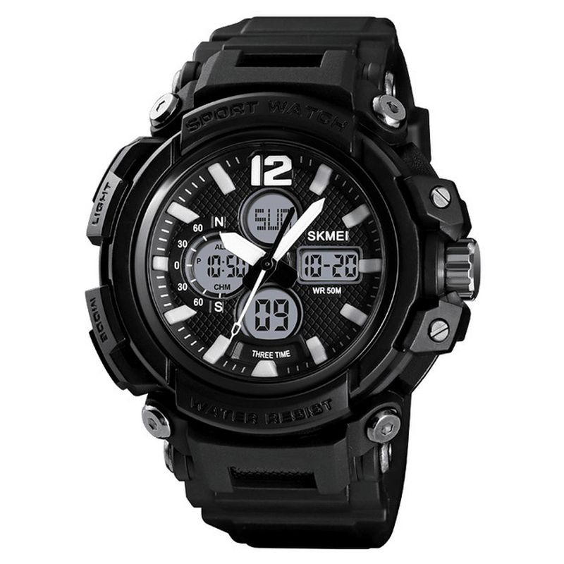 Skmei 1498 Luminous 5Atm 3Time Multi-Function Outdoor Herre Watch Dual Display Digital Watch