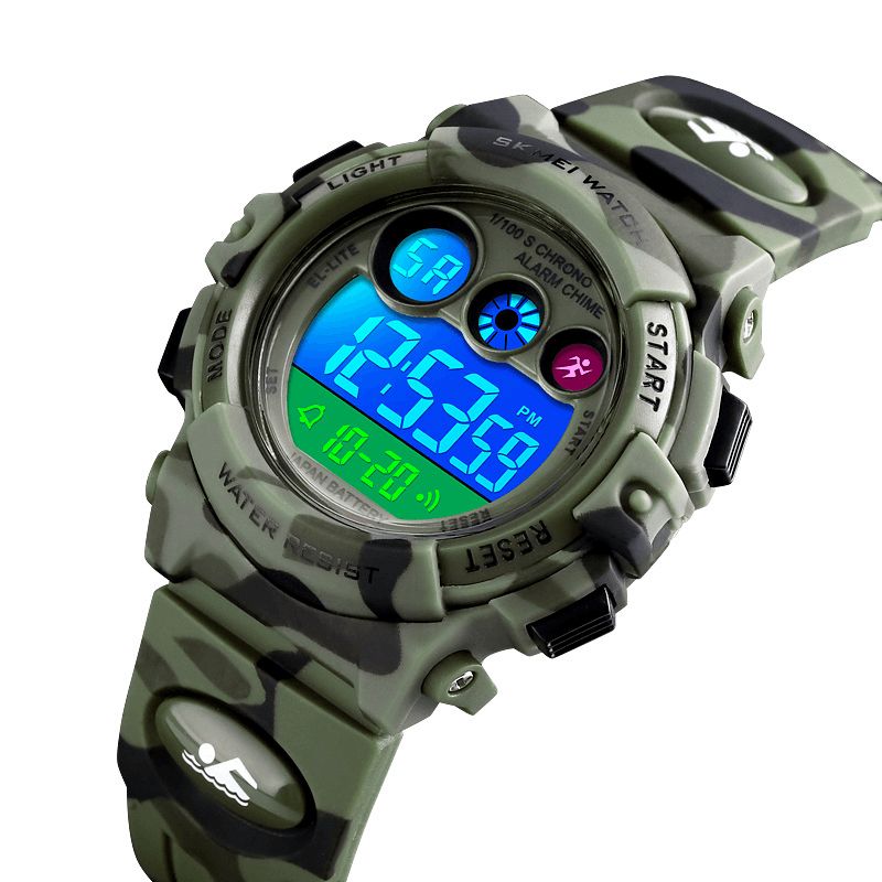 Skmei 1547 Energetic Dial Design Led+El Lights 5Atm Sport Børneur Digital Watch