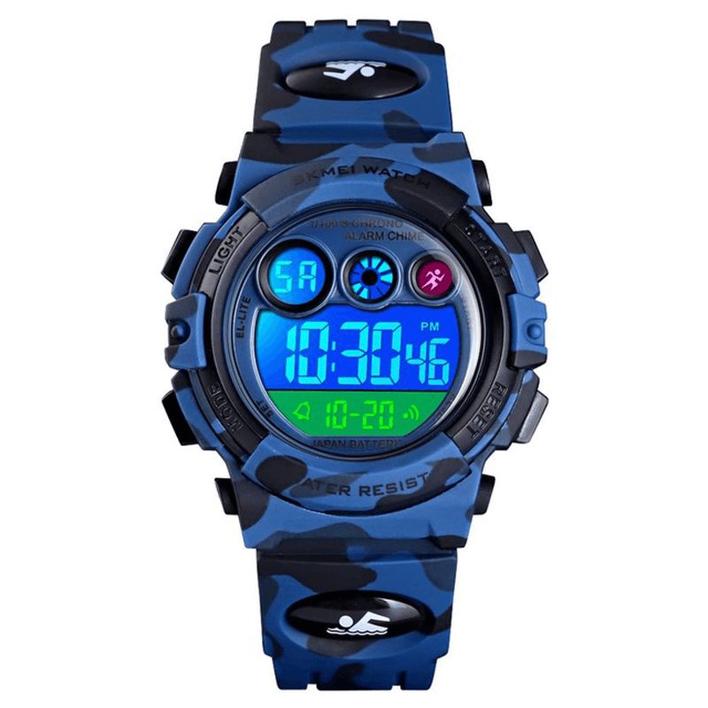 Skmei 1547 Energetic Dial Design Led+El Lights 5Atm Sport Børneur Digital Watch