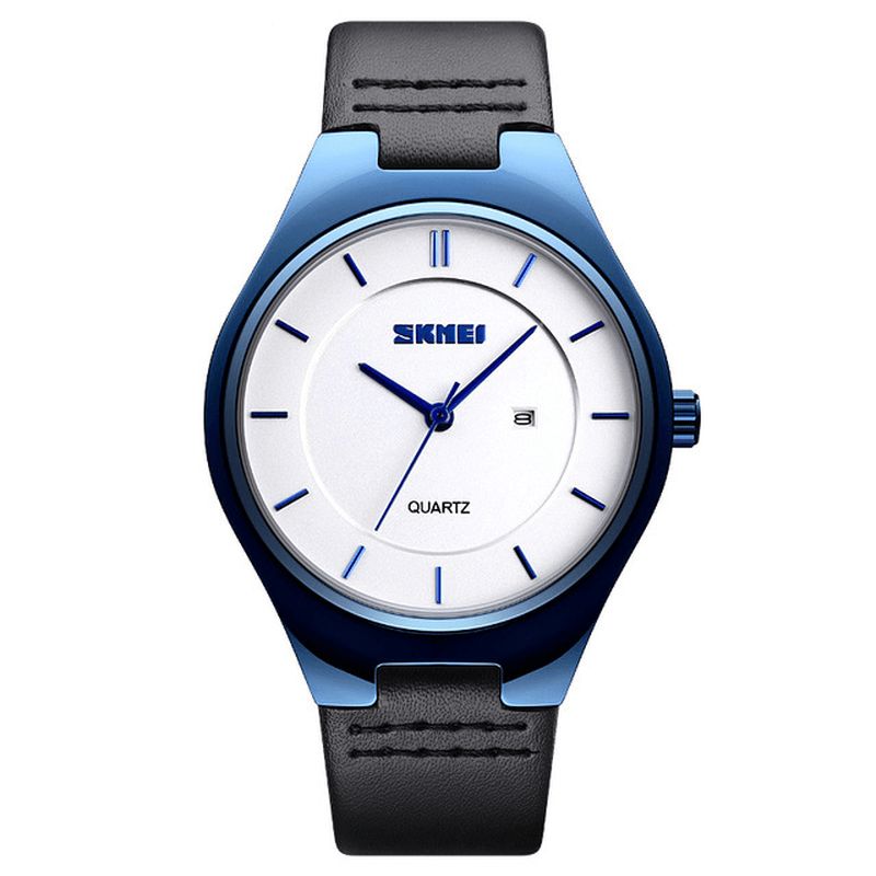 Skmei 1575 Ultra Thin Casual Style Mænd Armbåndsur Dato Display Vandtæt Quartz ur