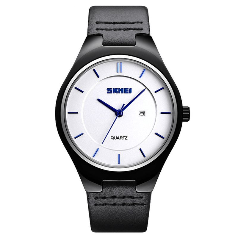 Skmei 1575 Ultra Thin Casual Style Mænd Armbåndsur Dato Display Vandtæt Quartz ur