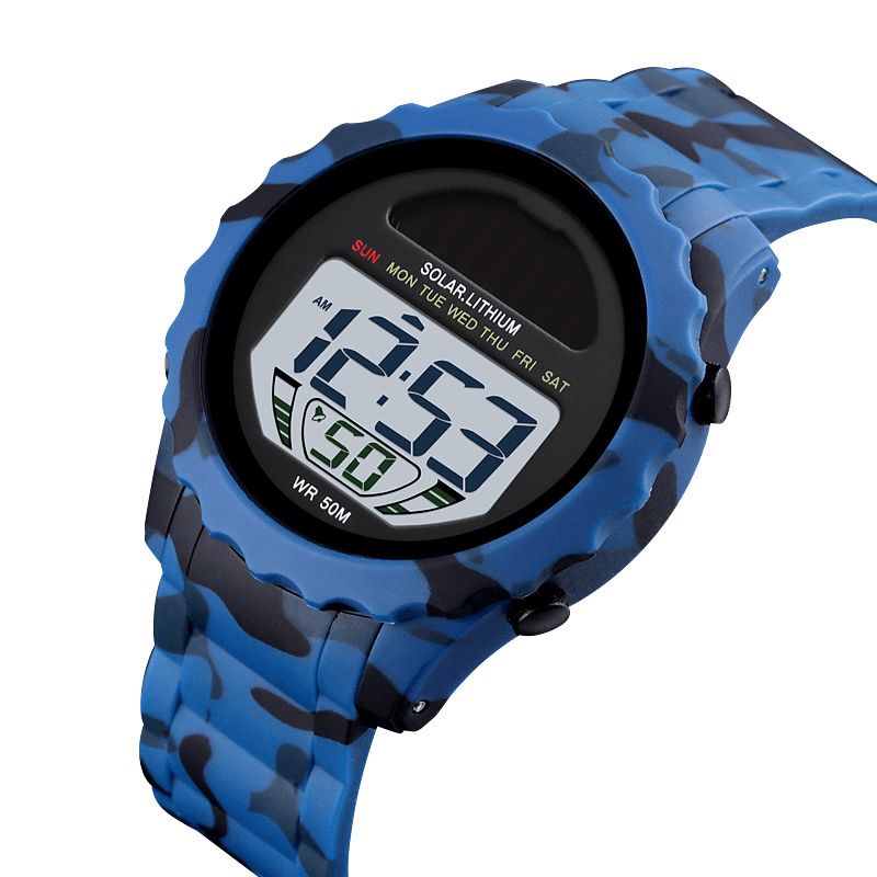 Skmei 1585 Vandtæt Led Digital Watch Kronograf Alarm Camouflage Herre Udendørs Ur