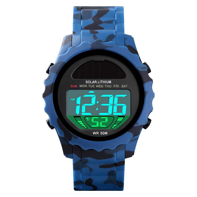 Skmei 1585 Vandtæt Led Digital Watch Kronograf Alarm Camouflage Herre Udendørs Ur