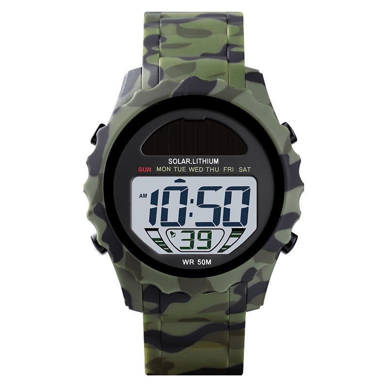 Skmei 1585 Vandtæt Led Digital Watch Kronograf Alarm Camouflage Herre Udendørs Ur