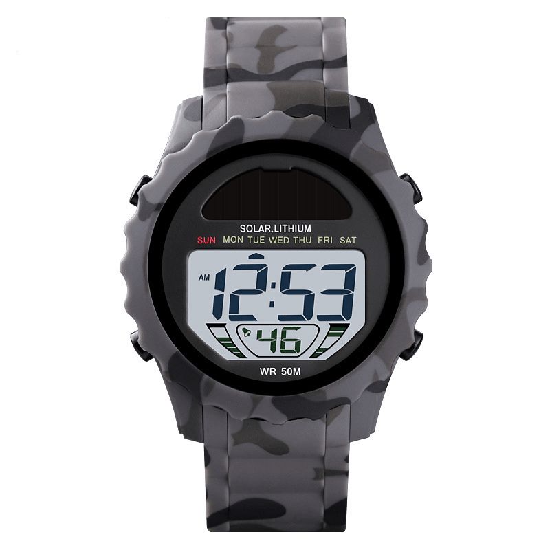 Skmei 1585 Vandtæt Led Digital Watch Kronograf Alarm Camouflage Herre Udendørs Ur