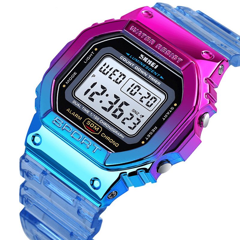 Skmei 1622 Blændende Damer Digital Watch Moderigtigt Alarm Chronograph Sports Armbåndsur