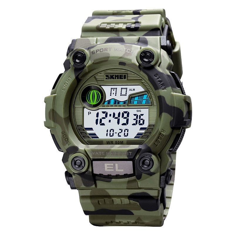 Skmei 1633 Chronograph Sport Herre Armbåndsur Lysende Display Vandtæt Led Digital Watch