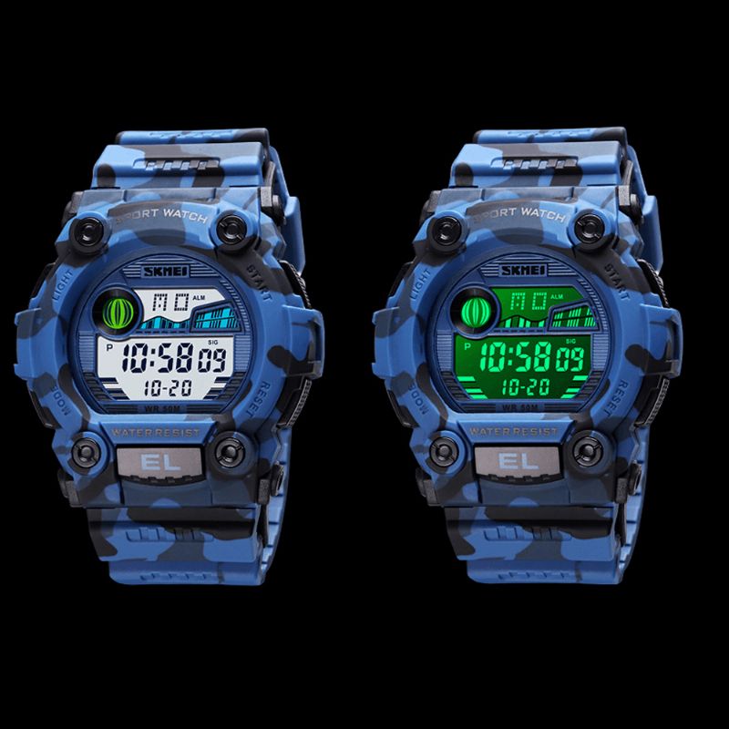 Skmei 1633 Chronograph Sport Herre Armbåndsur Lysende Display Vandtæt Led Digital Watch