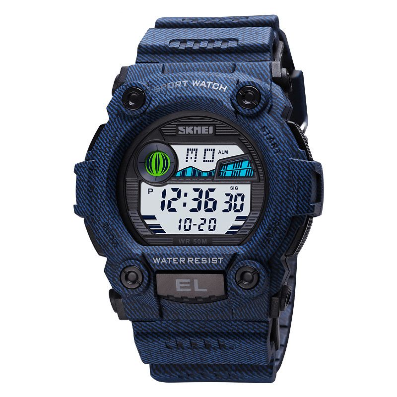 Skmei 1633 Chronograph Sport Herre Armbåndsur Lysende Display Vandtæt Led Digital Watch