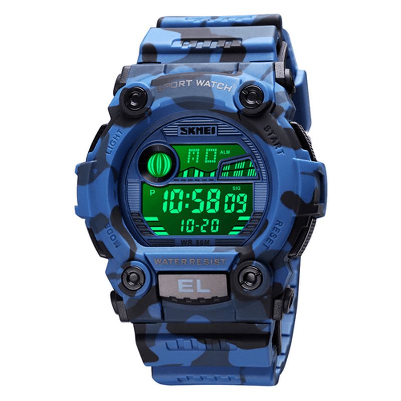 Skmei 1633 Chronograph Sport Herre Armbåndsur Lysende Display Vandtæt Led Digital Watch