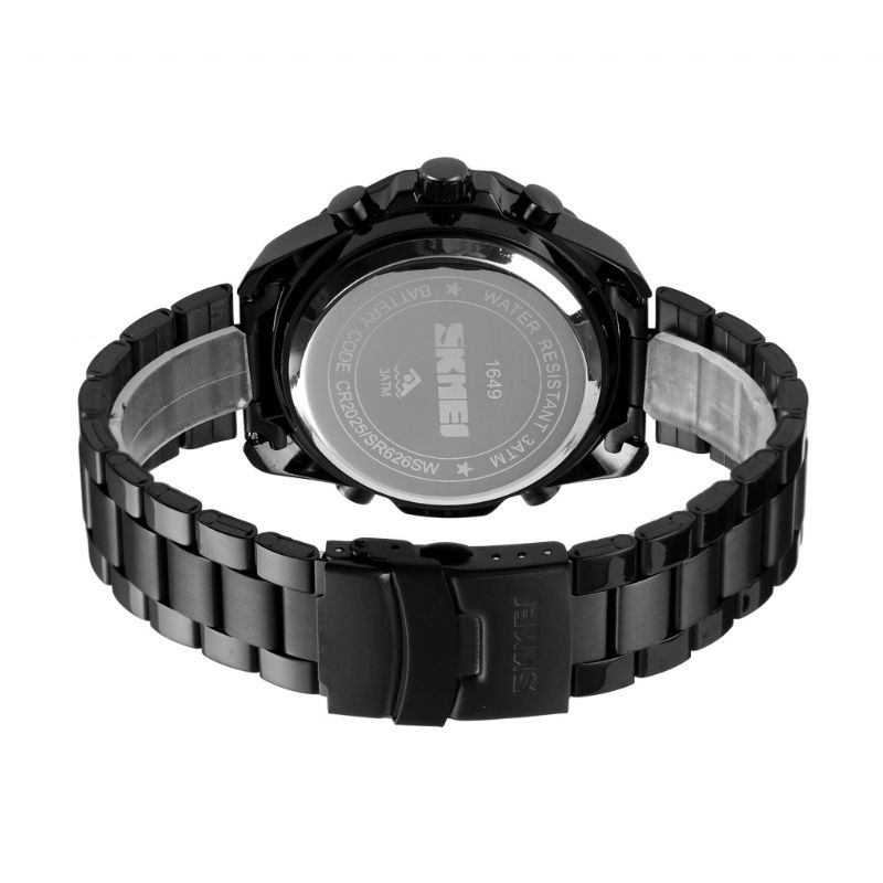 Skmei 1649 Mænd Business Style Sport Full Metal Lysende Dual Display Digital Watch