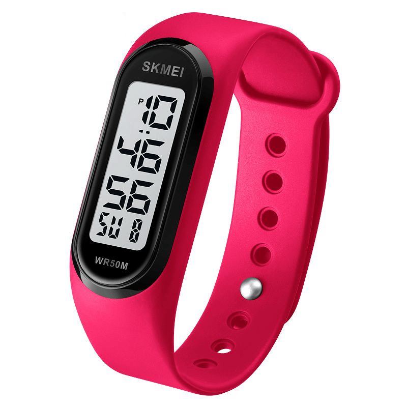 Skmei 1666 Led Light Digital Watch 5Atm Vandtæt Dato Display Sport Unisex Ur