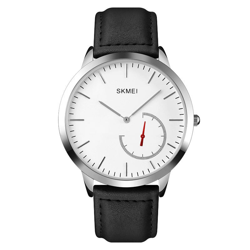 Skmei 1676 Mode Herreur Vandtæt Læderrem Simple Quartz ur