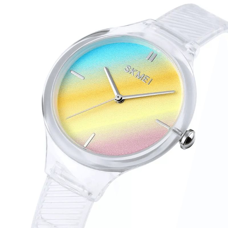 Skmei 1714 Mode Dameur Farverigt Transparent Vandtæt Lady Quartz ur