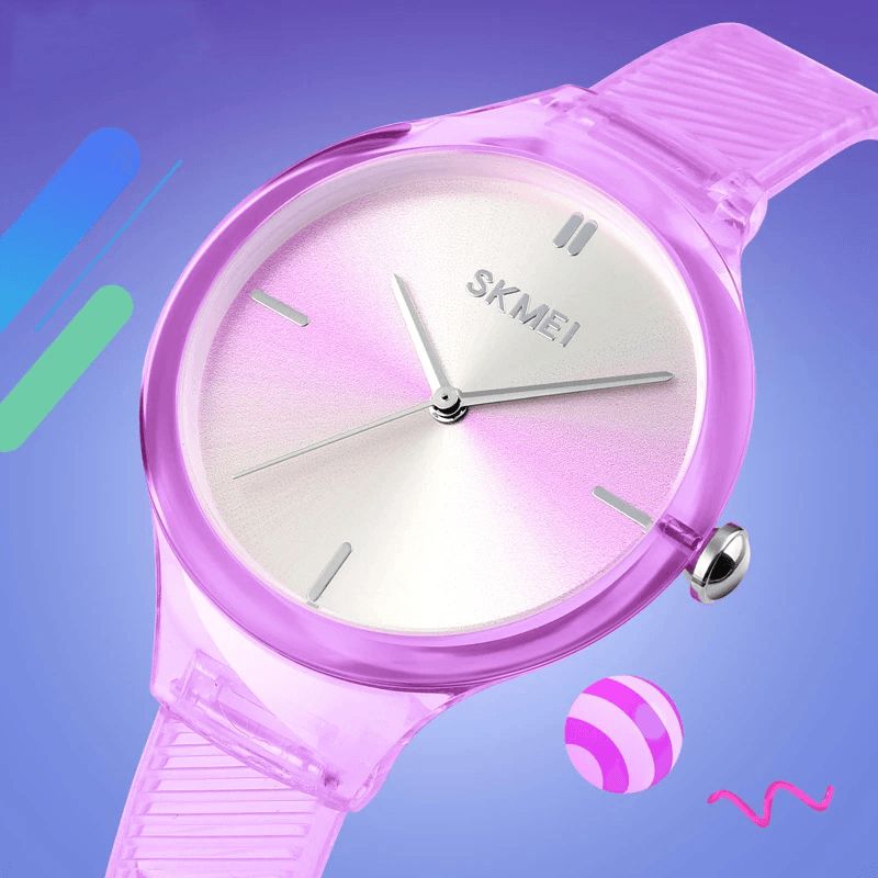 Skmei 1714 Mode Dameur Farverigt Transparent Vandtæt Lady Quartz ur