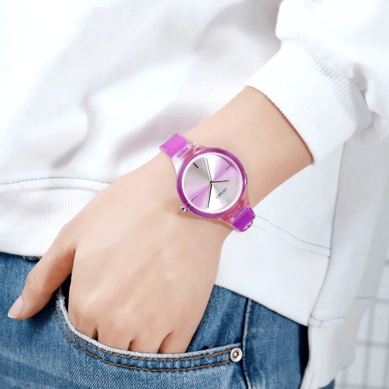 Skmei 1714 Mode Dameur Farverigt Transparent Vandtæt Lady Quartz ur