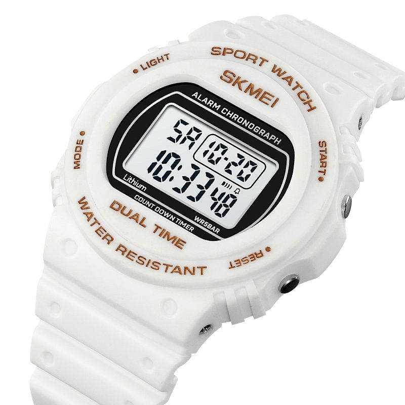 Skmei 1776 Casual Mode Dual Time 12/24 Timers Ur Led-Baggrundsbelysning Stødsikker Pu-Etui 5Atm Vandtæt Digitalur