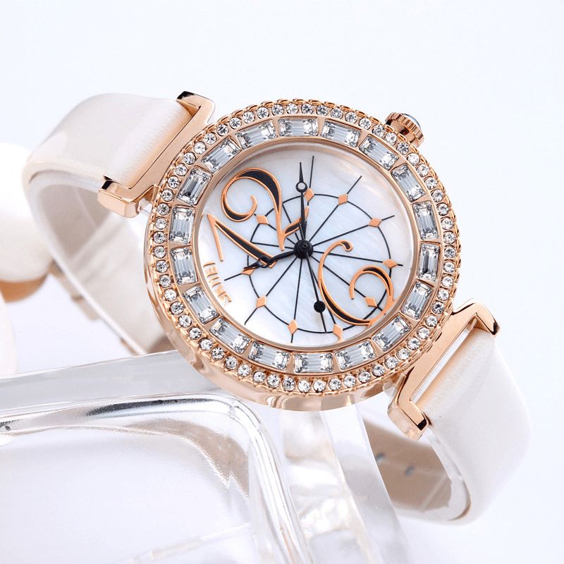 Skmei 9158 Rhinestone Armbåndsur Til Kvinder Shell Dial Vandtæt Elegant Design Quartz ur