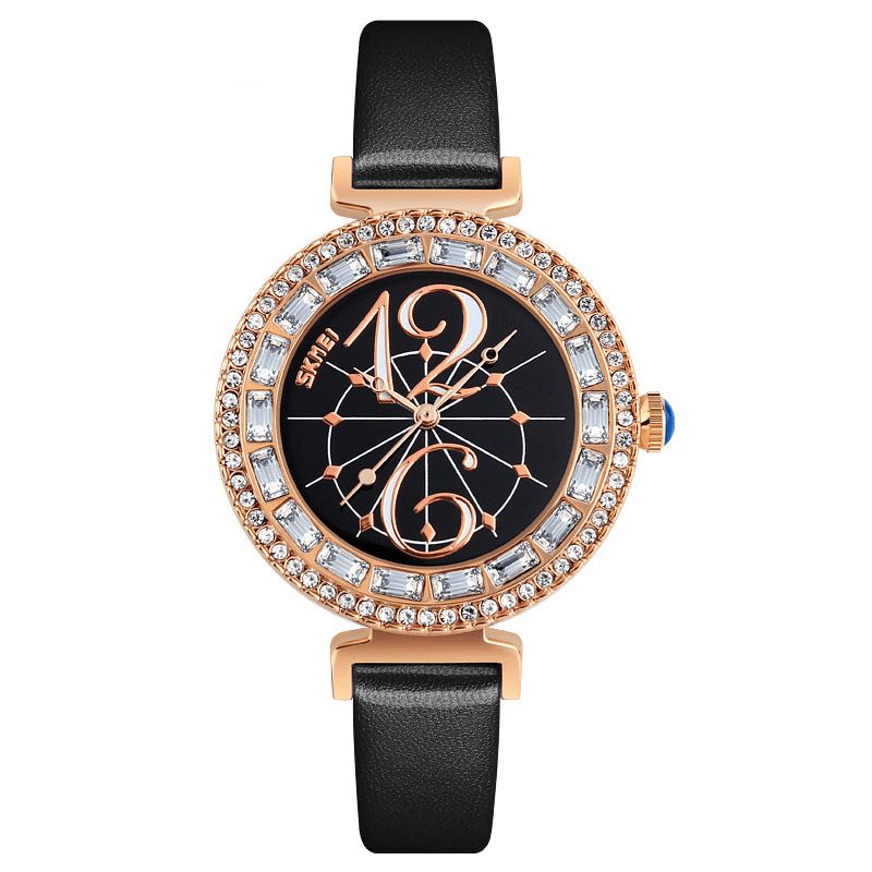 Skmei 9158 Rhinestone Armbåndsur Til Kvinder Shell Dial Vandtæt Elegant Design Quartz ur