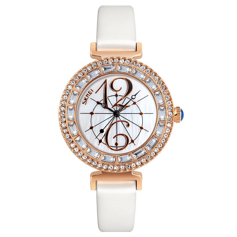 Skmei 9158 Rhinestone Armbåndsur Til Kvinder Shell Dial Vandtæt Elegant Design Quartz ur