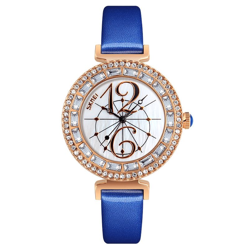 Skmei 9158 Rhinestone Armbåndsur Til Kvinder Shell Dial Vandtæt Elegant Design Quartz ur