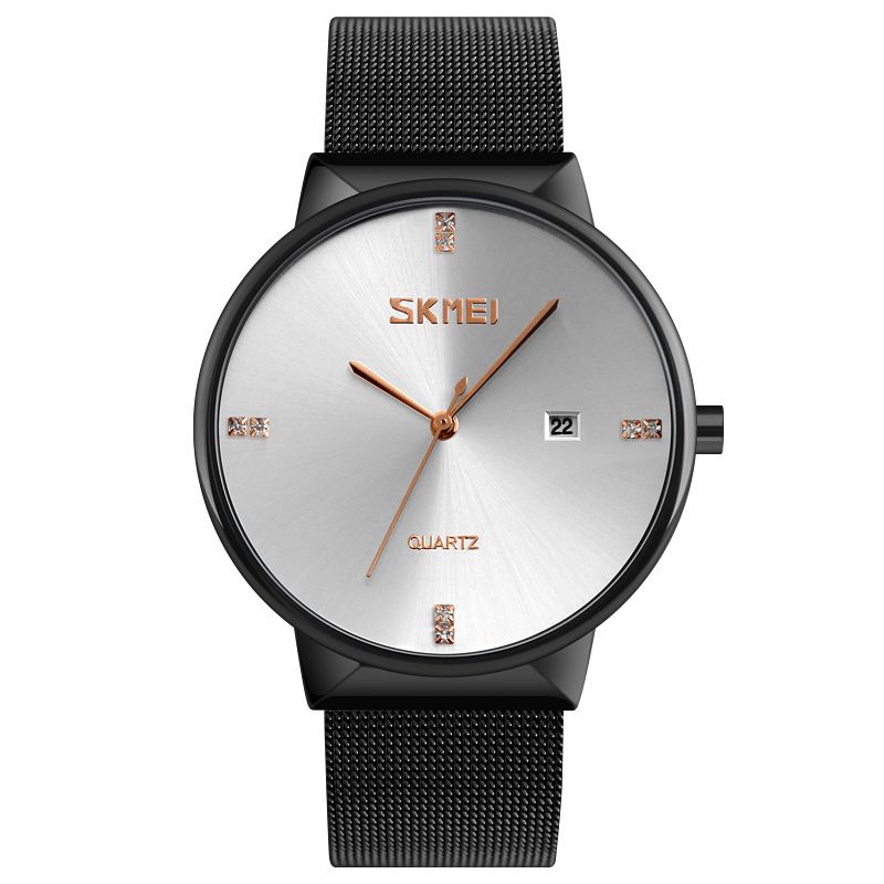 Skmei 9164 Ultra Tynd Rustfrit Stål Mesh Band Herre Kvarts Ur