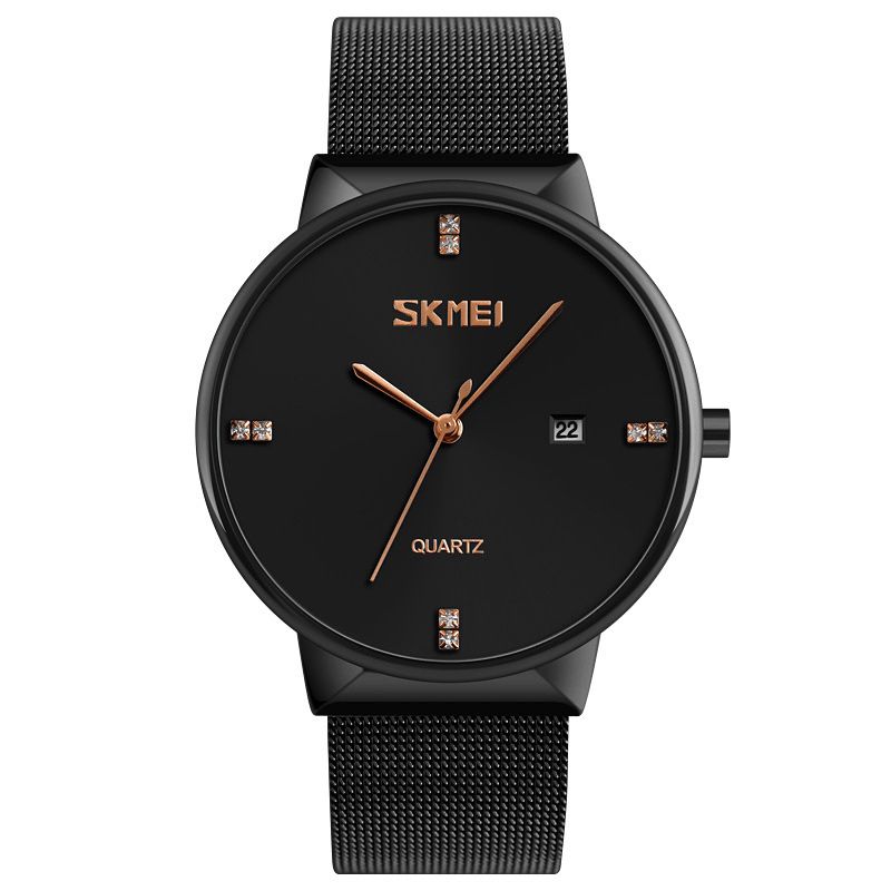 Skmei 9164 Ultra Tynd Rustfrit Stål Mesh Band Herre Kvarts Ur