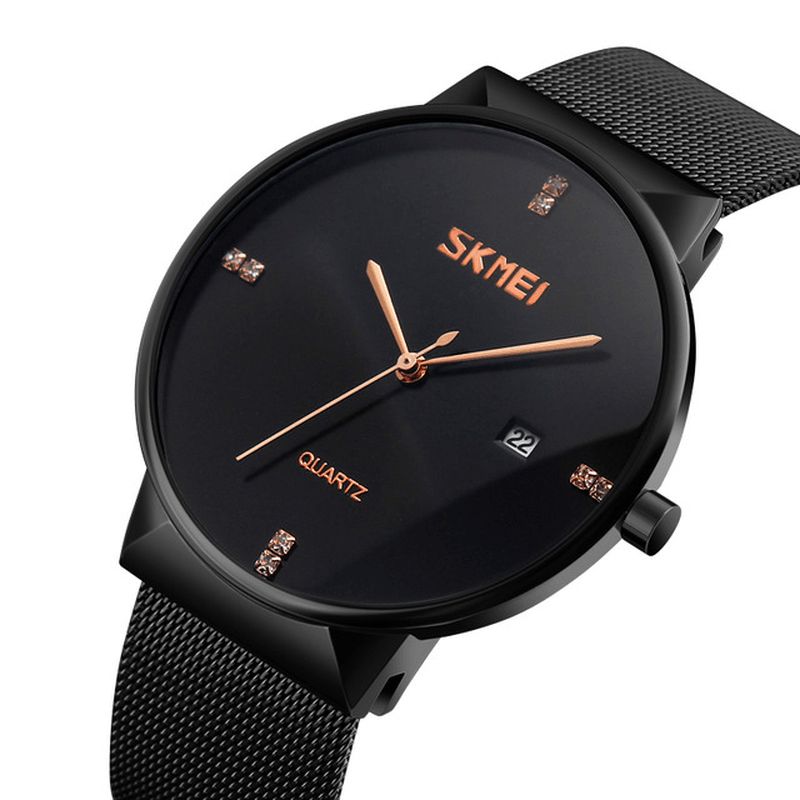 Skmei 9164 Ultra Tynd Rustfrit Stål Mesh Band Herre Kvarts Ur