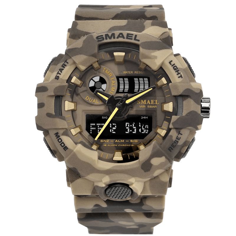 Smael 8001 Digital Watch Camouflage Militray Dual Display Herre Sports Udendørs Armbåndsur