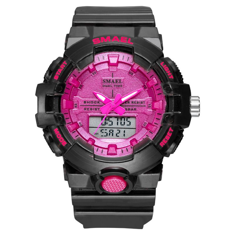 Smael 8025 Sport Herre Digital Ur Dual Time Dato Uge Display Chronograph 5Atm Vandtæt Udendørs Dual Display Ur