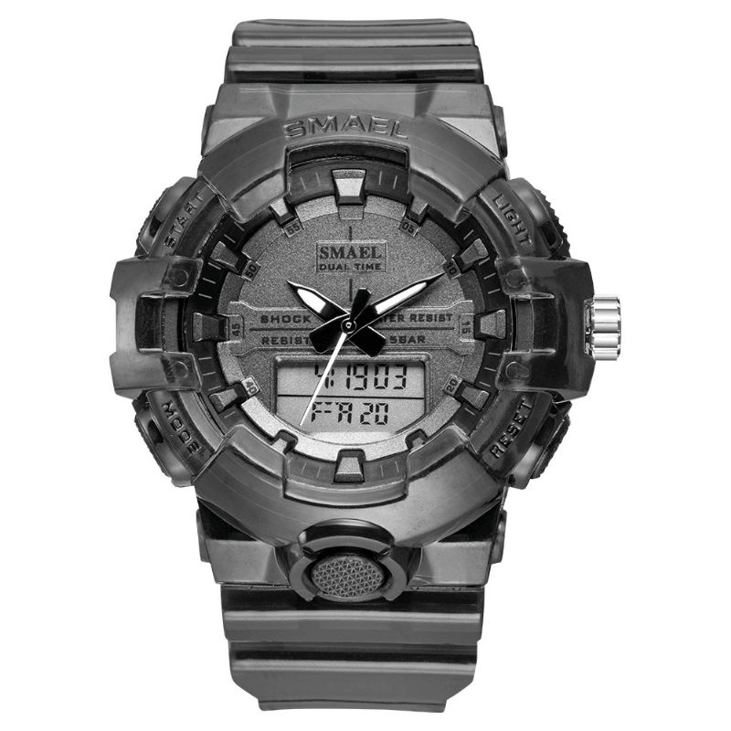 Smael 8025 Sport Herre Digital Ur Dual Time Dato Uge Display Chronograph 5Atm Vandtæt Udendørs Dual Display Ur