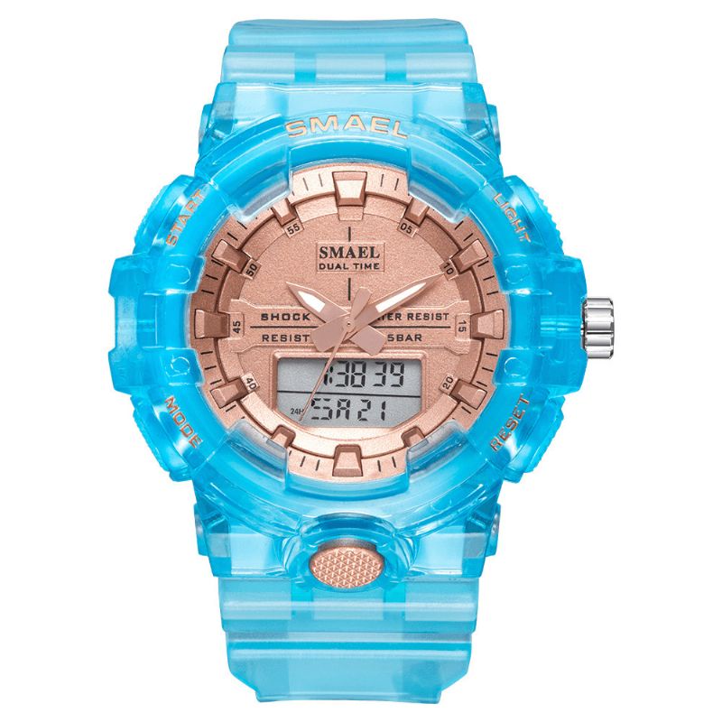 Smael 8025 Sport Herre Digital Ur Dual Time Dato Uge Display Chronograph 5Atm Vandtæt Udendørs Dual Display Ur