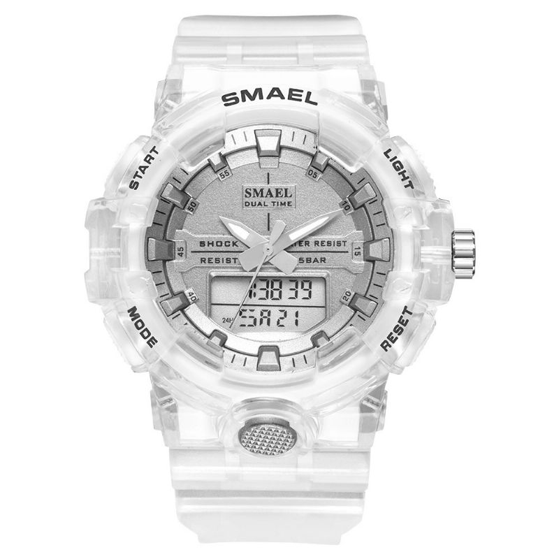 Smael 8025 Sport Herre Digital Ur Dual Time Dato Uge Display Chronograph 5Atm Vandtæt Udendørs Dual Display Ur