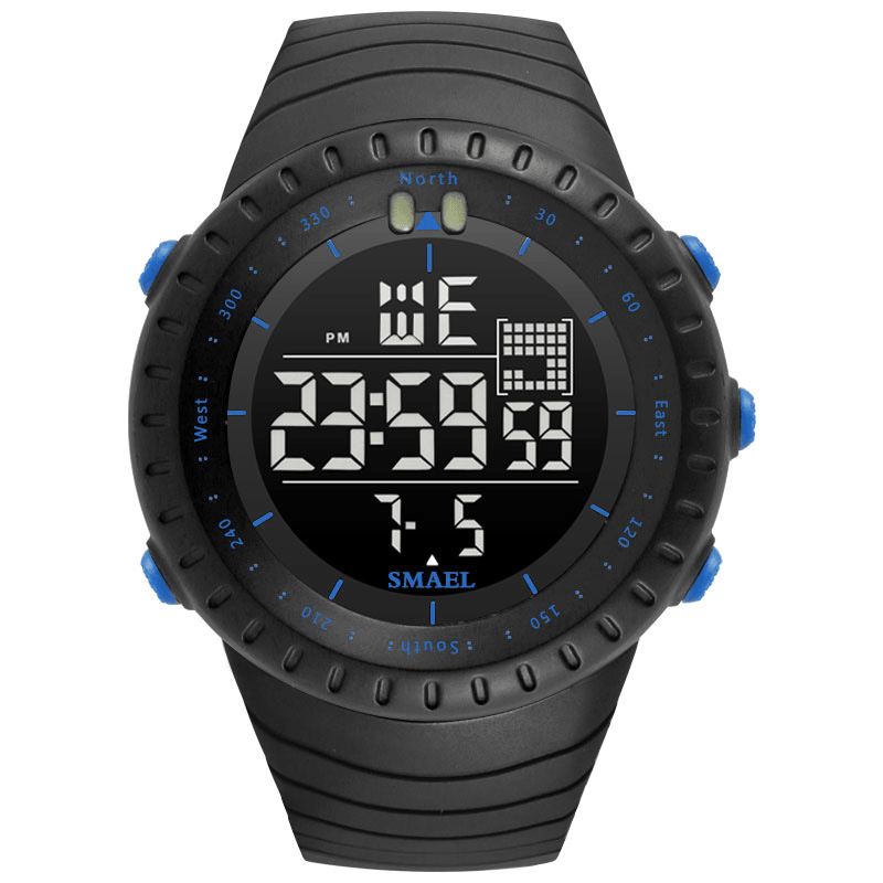 Smael Outdoor Led Display Digital Watch Multifunktion Silikone Band Sports Herreur