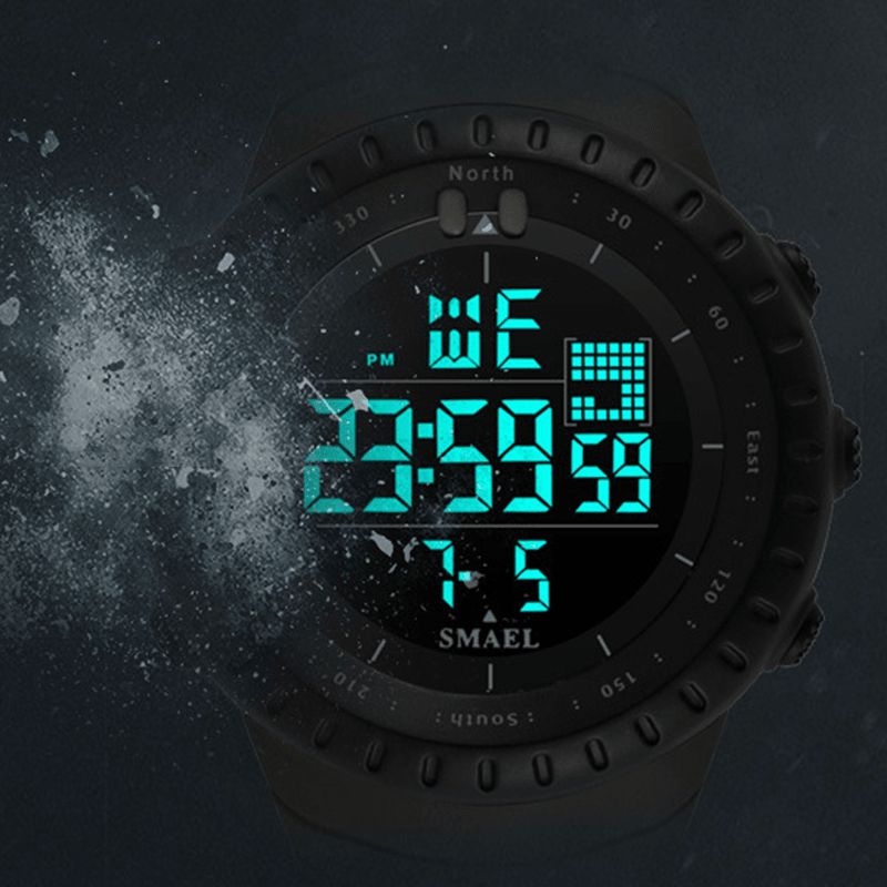 Smael Outdoor Led Display Digital Watch Multifunktion Silikone Band Sports Herreur