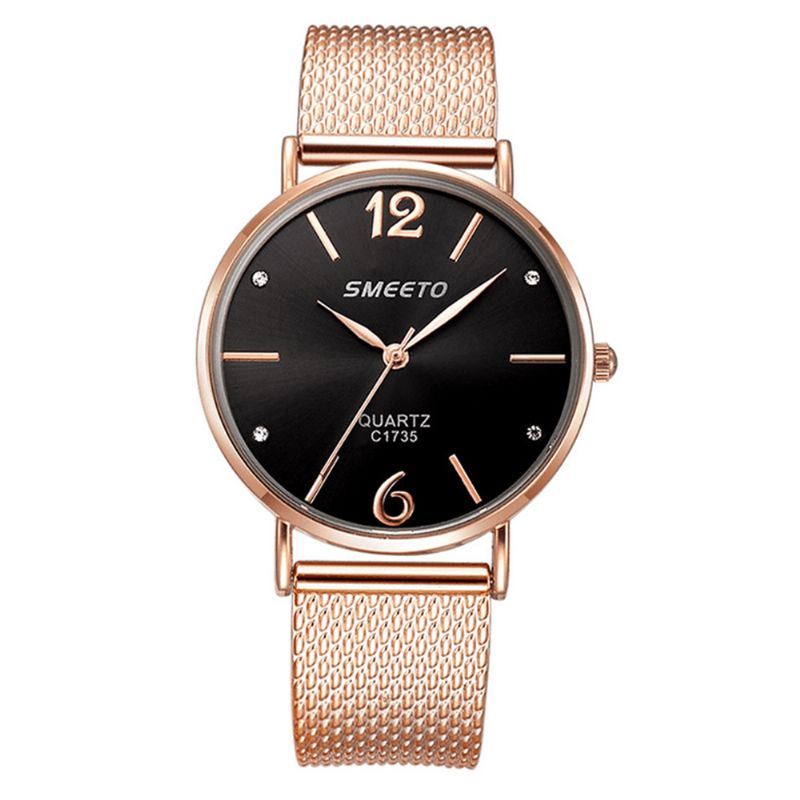 Smeeto Casual Style Kvinder Quartz ur Mode Dial Rustfrit Stål Rem Dame Dress Armbåndsur