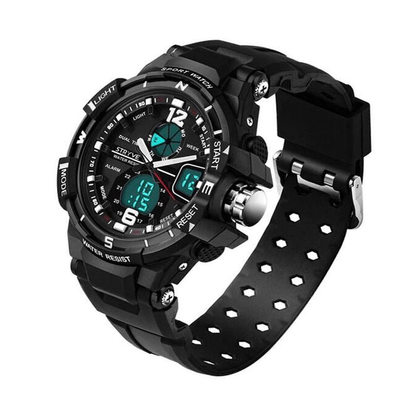 Stryve S8012 Chronograph Luminous Week Display Vandtæt Mænd Sport Dual Display Digital Watch