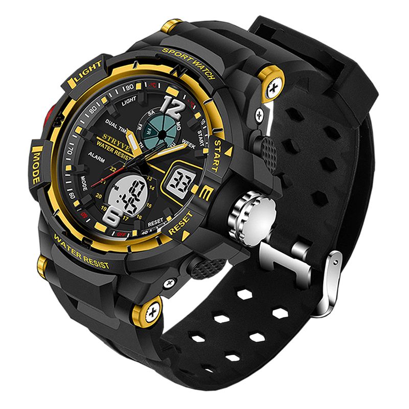 Stryve S8012 Chronograph Luminous Week Display Vandtæt Mænd Sport Dual Display Digital Watch