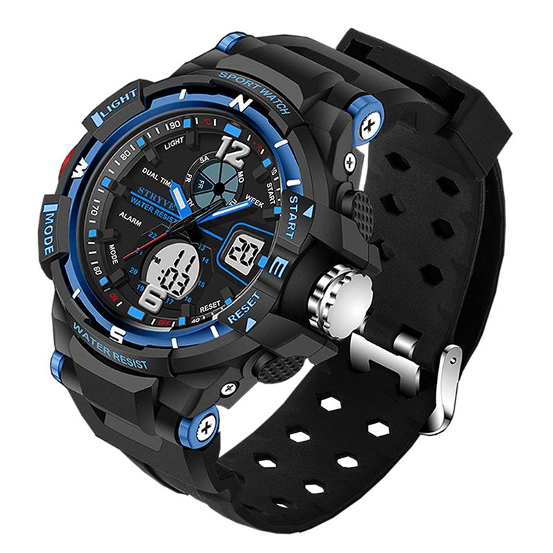 Stryve S8012 Chronograph Luminous Week Display Vandtæt Mænd Sport Dual Display Digital Watch