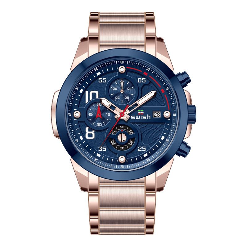 Swish 0108 Business 3Atm Vandtæt Selvlysende Datovisning Chronograph Herre Quartz ur